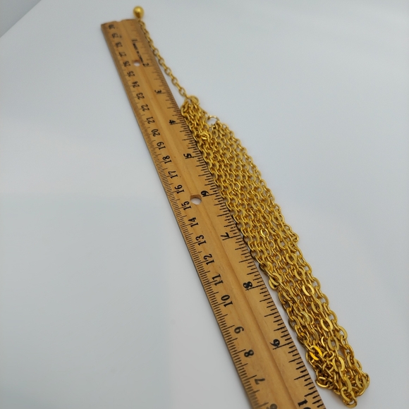 Vintage Matted Goldtone 4 Strand Necklace w/ hook clasp. - Picture 4 of 9